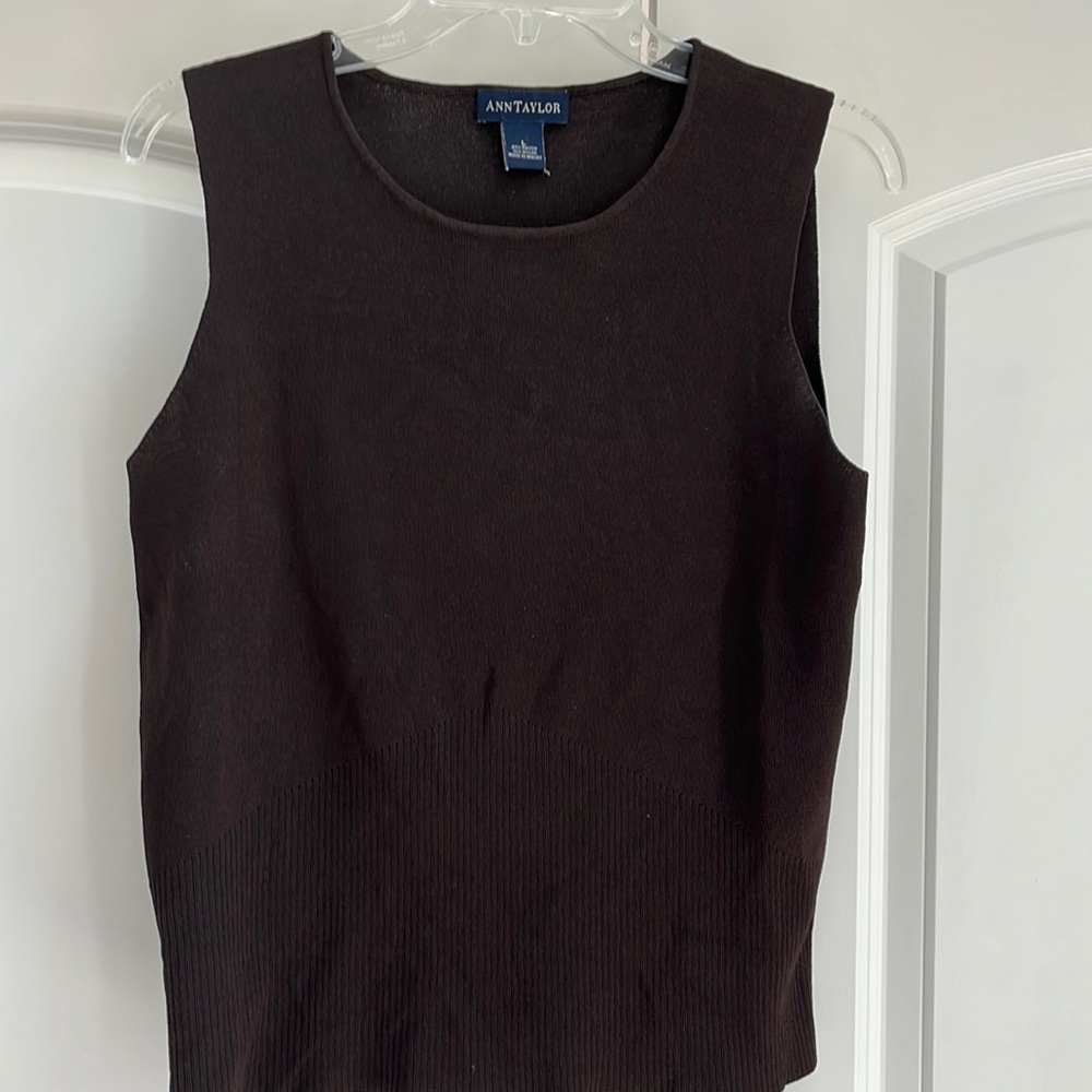 Ladies Ann Taylor Sz L Brown Shell Sweater
